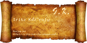 Iritz Károly névjegykártya